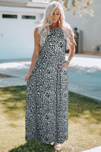 Load image into Gallery viewer, Gray Leopard Print Pocketed Sleeveless Maxi Dress
