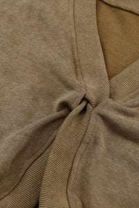 Oversized Sweatshirt | Khaki Exposed Seam Twist Open Back