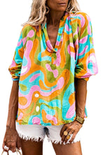 Load image into Gallery viewer, Multicolour Abstract Print V Neck Blouse | Tops/Blouses &amp; Shirts
