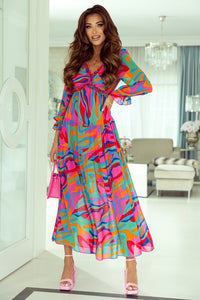 Multicolor Wild Lotus Ruffle Tiered Maxi Dress