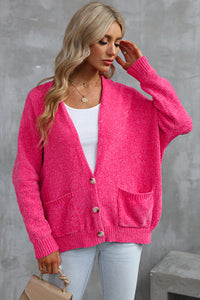 Rose Buttons Front Pocketed Sweater Cardigan | Tops/Sweaters & Cardigans