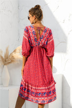 Load image into Gallery viewer, Bohemian Dress | Printed V Neck Dress
