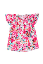 Load image into Gallery viewer, Rose Ruffle Flutter Sleeve Floral Print Blouse | Tops/Blouses &amp; Shirts
