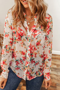 Vibrant Floral Print Chest Pocket Shirt | Tops/Blouses & Shirts