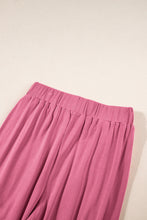 Load image into Gallery viewer, Pink Textured Sleeveless Crop Top and Wide Leg Pants Outfit | Two Piece Sets/Pant Sets
