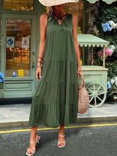 Load image into Gallery viewer, Midi Dress | Tiered Tie Neck Dress
