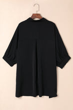 Load image into Gallery viewer, Black 3/4 Puff Sleeve Oversize Shirt | Tops/Blouses &amp; Shirts
