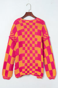 Multicolor Open Front Mixed Checkered Pattern Knit Cardigan | Tops/Sweaters & Cardigans