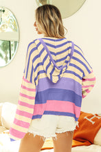 Load image into Gallery viewer, Hooded Knit Top | Striped Color Block Hoodie
