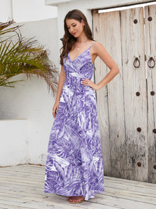 Maxi Dress | Printed Surplice Spaghetti Strap Dress