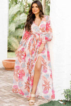 Load image into Gallery viewer, Maxi Dress | Tropical Plant Print Long Sleeve Wrap Dress
