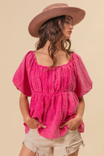 Load image into Gallery viewer, Puff Sleeve Top | Pleated Pink Blouse
