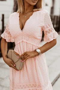 Maxi Dress | Swiss Dot Lace Trim Dress