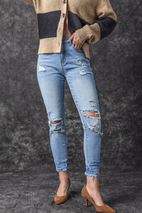 Ripped Skinny Jeans | Light Blue Vintage Distressed