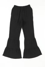 Load image into Gallery viewer, Black Textured High Waist Ruffled Bell Bottom Pants | Bottoms/Pants &amp; Culotte
