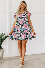 Load image into Gallery viewer, Pink Floral Ricrac Embellished Tiered Mini Dress | Dresses/Floral Dresses
