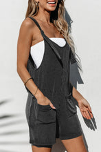 Load image into Gallery viewer, Dark Grey Striped Print Knotted Straps Pocketed Romper | Bottoms/Jumpsuits &amp; Rompers
