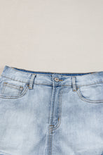 Load image into Gallery viewer, Light Blue Vintage Washed Raw Edge Jean Shorts | Bottoms/Denim Shorts
