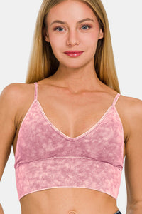 Womens Bralette | Pink Zenana Washed Ribbed Bra Padded Cami | bralette