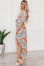 Load image into Gallery viewer, Maxi Dress | Tied Slit Printed Half Sleeve Dress
