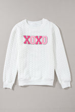 Load image into Gallery viewer, Pullover Sweatshirt | White XOXO Glitter Chenille Cable Knit
