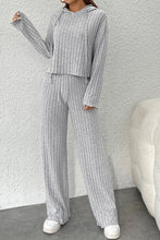 Load image into Gallery viewer, Wide Leg Pants Set | Gray Ribbed Knit Slouchy Hoodie
