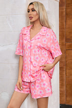 Load image into Gallery viewer, Pink Flower Print Short Sleeve Shirt Pajamas Set | Loungewear &amp; Sleepwear/Sleepwear
