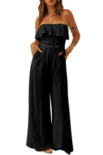 Load image into Gallery viewer, Black Ruffled Bandeau Wide Leg Jumpsuit | Bottoms/Jumpsuits &amp; Rompers
