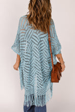 Load image into Gallery viewer, Openwork Open Front Cardigan with Fringes
