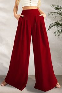 Womens Wide Leg Pants | Pocketed High Waist Wide Leg Pants | pants