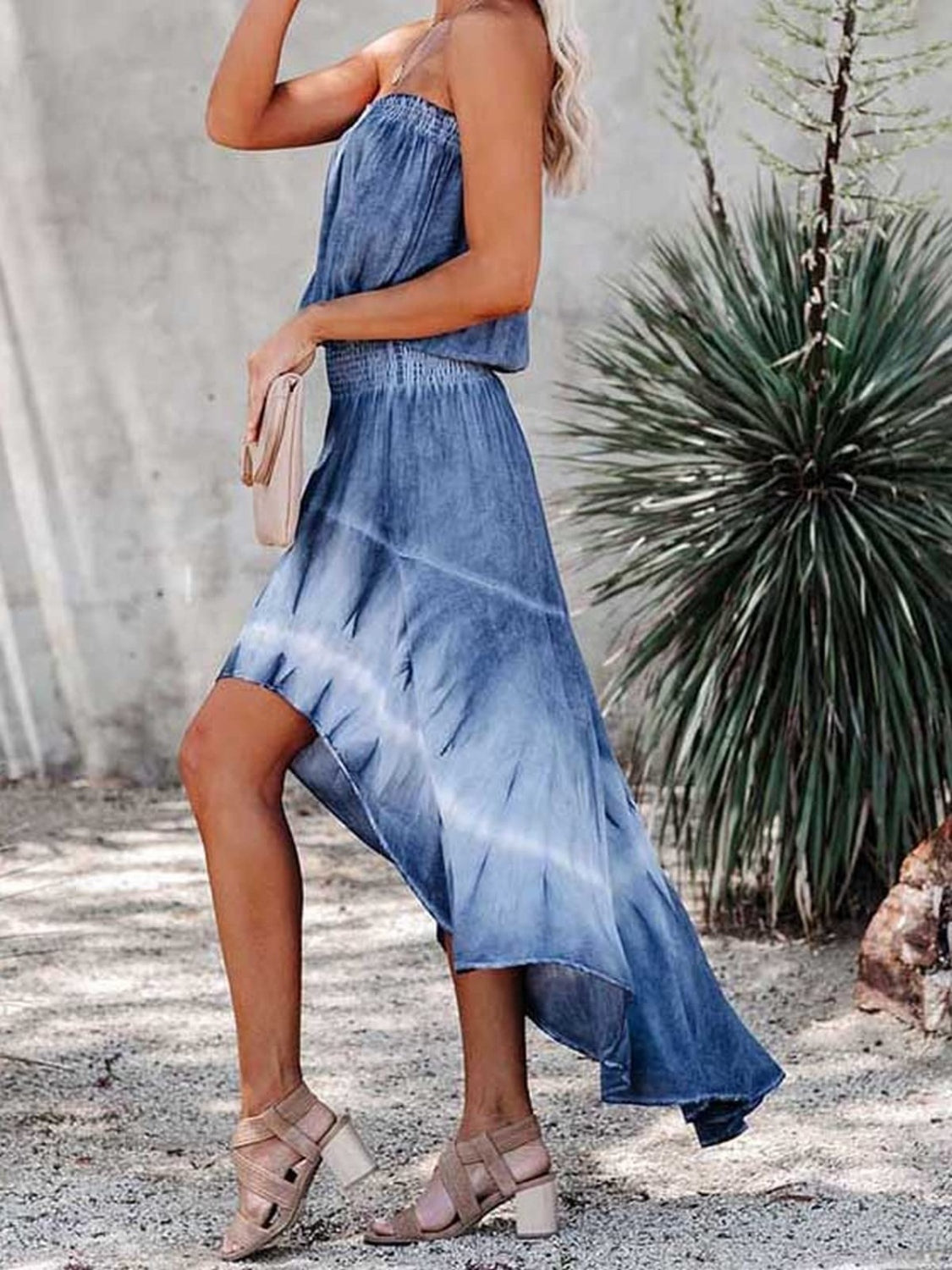 Tube Denim Dress | Smocked High-Low Dress