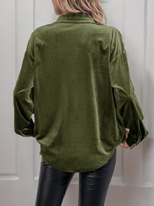 Velvet Like Long Sleeve Blouse