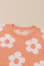 Load image into Gallery viewer, Grapefruit Orange Fuzzy Floral Knitted Drop Shoulder Sweater | Tops/Sweaters &amp; Cardigans
