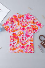 Load image into Gallery viewer, Summer Blouse | Rose Red Abstract Print V Neck Top
