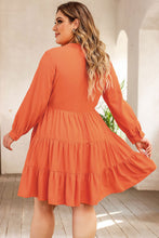 Load image into Gallery viewer, Tiered Ruffle Dress | Orange Plus Size Embroidered Dress
