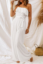 Load image into Gallery viewer, White Ruffled Bandeau Wide Leg Jumpsuit | Bottoms/Jumpsuits &amp; Rompers
