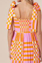 Load image into Gallery viewer, Pink Boho Gingham Tied Straps Smocked Maxi Dress | Dresses/Maxi Dresses
