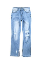 Load image into Gallery viewer, Sky Blue Side Splits Ripped Straight Leg High Waist Jeans | Bottoms/Jeans
