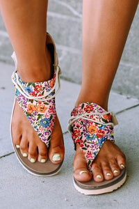 Multicolor Floral Print Zipped Flip Flop Sandals | Shoes & Bags/Sandals