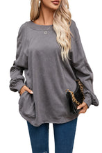 Load image into Gallery viewer, Gray Exposed Seam Twist Open Back Oversized Sweatshirt
