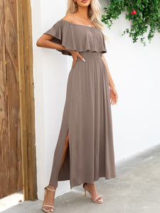 Maxi Dress | Off-Shoulder Slit Long Dress