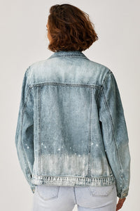 RISEN Button Up Ombre Washed Jacket | blue jean jacket