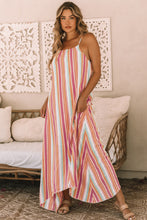 Load image into Gallery viewer, Bohemian Striped Print Sleeveless Holiday Maxi Dress
