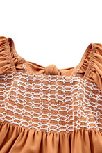 Load image into Gallery viewer, Brown Square Neck Wide Sleeves Flowy Top | Tops/Blouses &amp; Shirts
