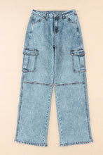 Load image into Gallery viewer, Sky Blue Cool Cargo Style Wide Leg Jeans | Bottoms/Jeans
