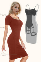 Load image into Gallery viewer, Basic Bae Full Size Built-In Shapewear Square Neck Short Sleeve Dress
