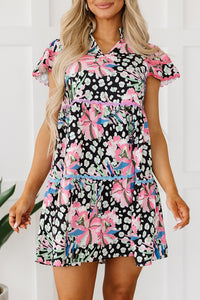 Pink Floral Ricrac Embellished Tiered Mini Dress | Dresses/Floral Dresses