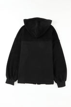 Load image into Gallery viewer, Black Flap Pocket Drawstring Hood Zip Up Jacket | Outerwear/Jackets
