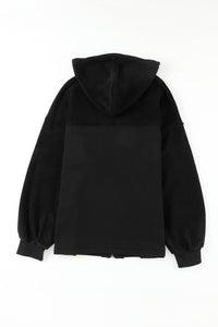 Black Flap Pocket Drawstring Hood Zip Up Jacket | Outerwear/Jackets