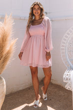 Load image into Gallery viewer, Pink Swiss Dot Smocked Puff Sleeve Mini Dress | Dresses/Mini Dresses
